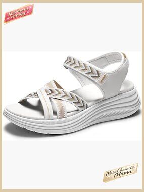 Platform Walking Sandals with Arch Support Cushioned Midsole Adjustable Buckle